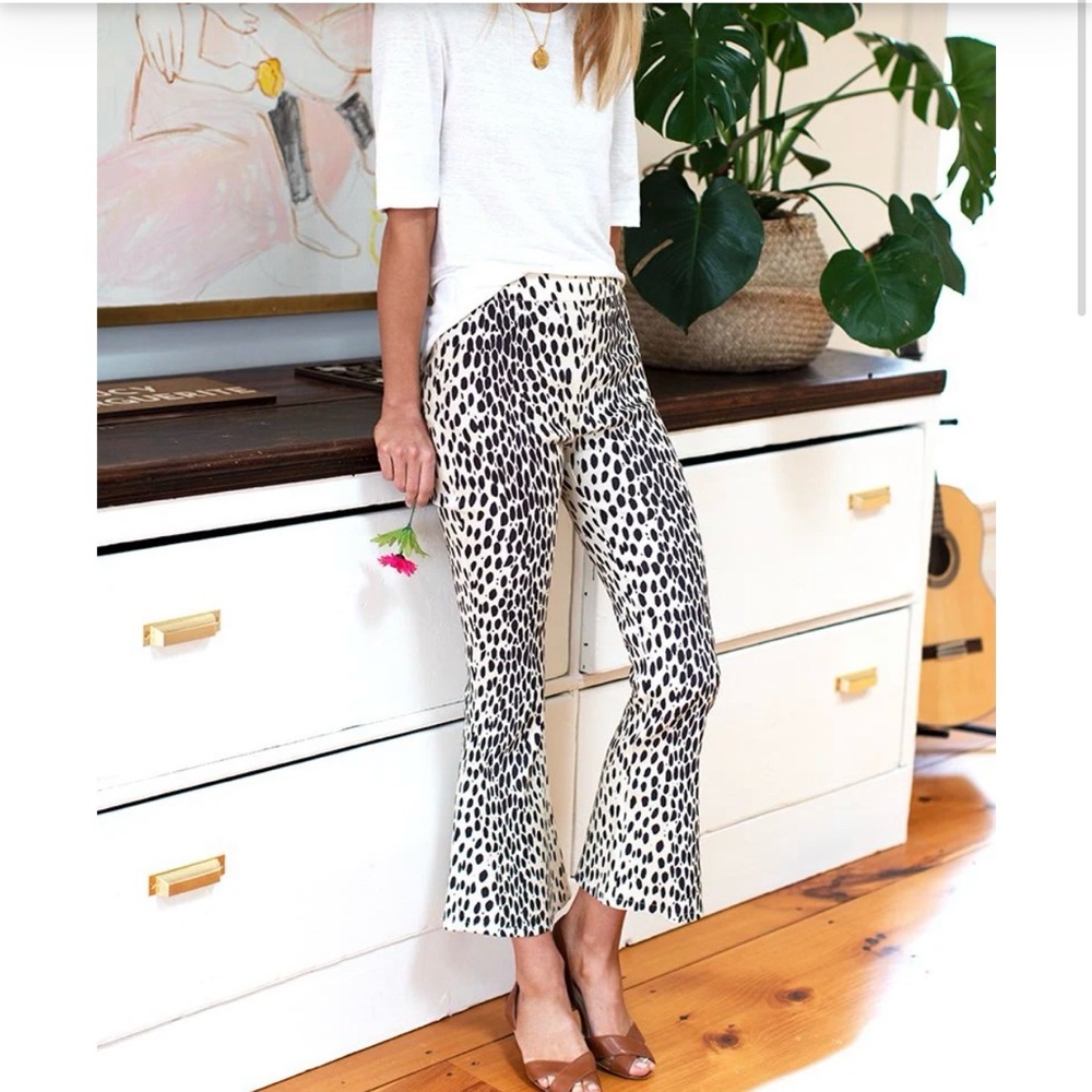 Emerson Fry Leopard Black & White Printed Flare Pants